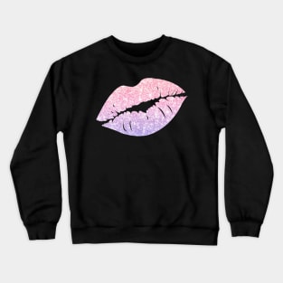 Pastel Pink Purple Ombre Faux Glitter Lips Crewneck Sweatshirt